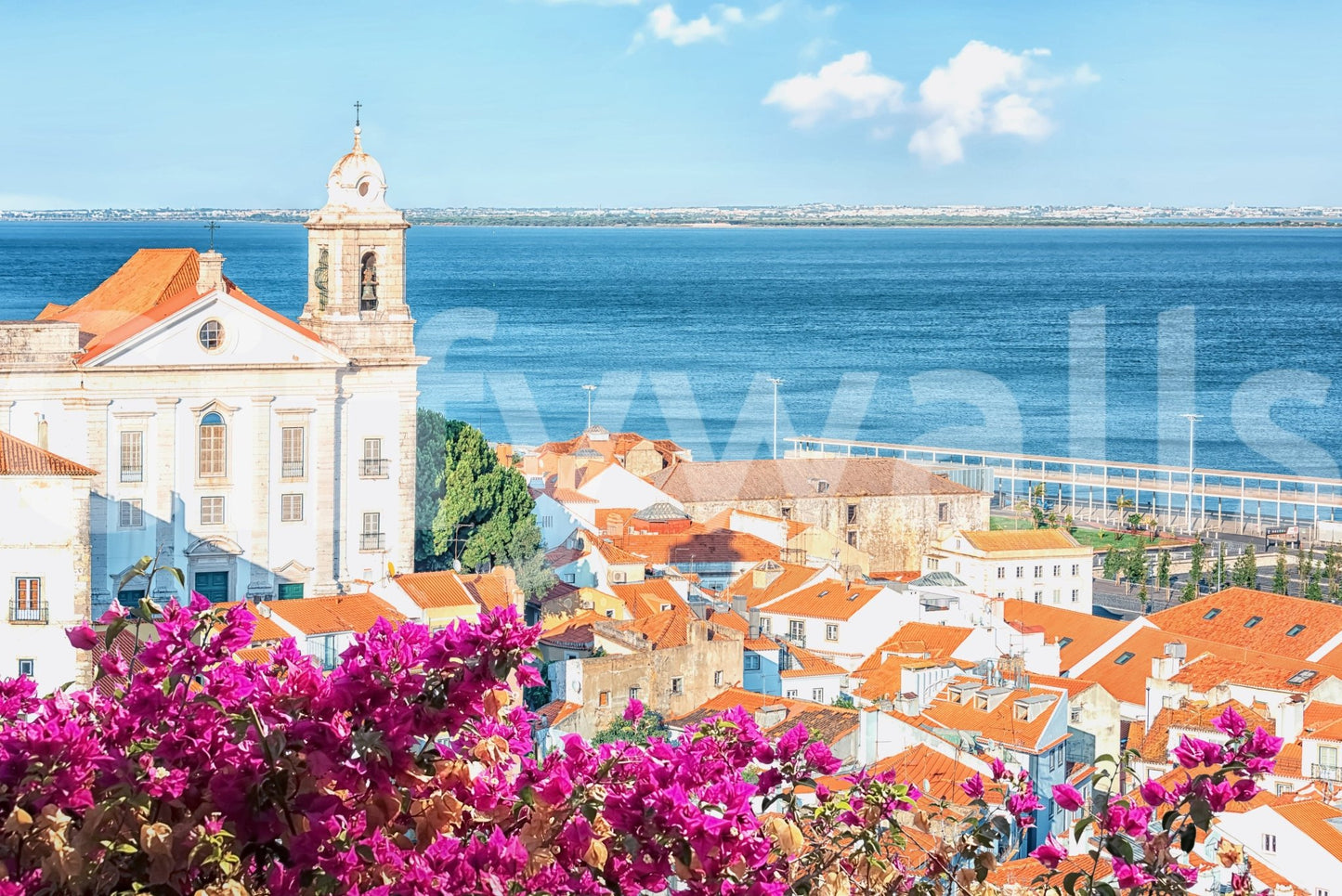 Panoramic Lisbon view wall mural for creative office décor