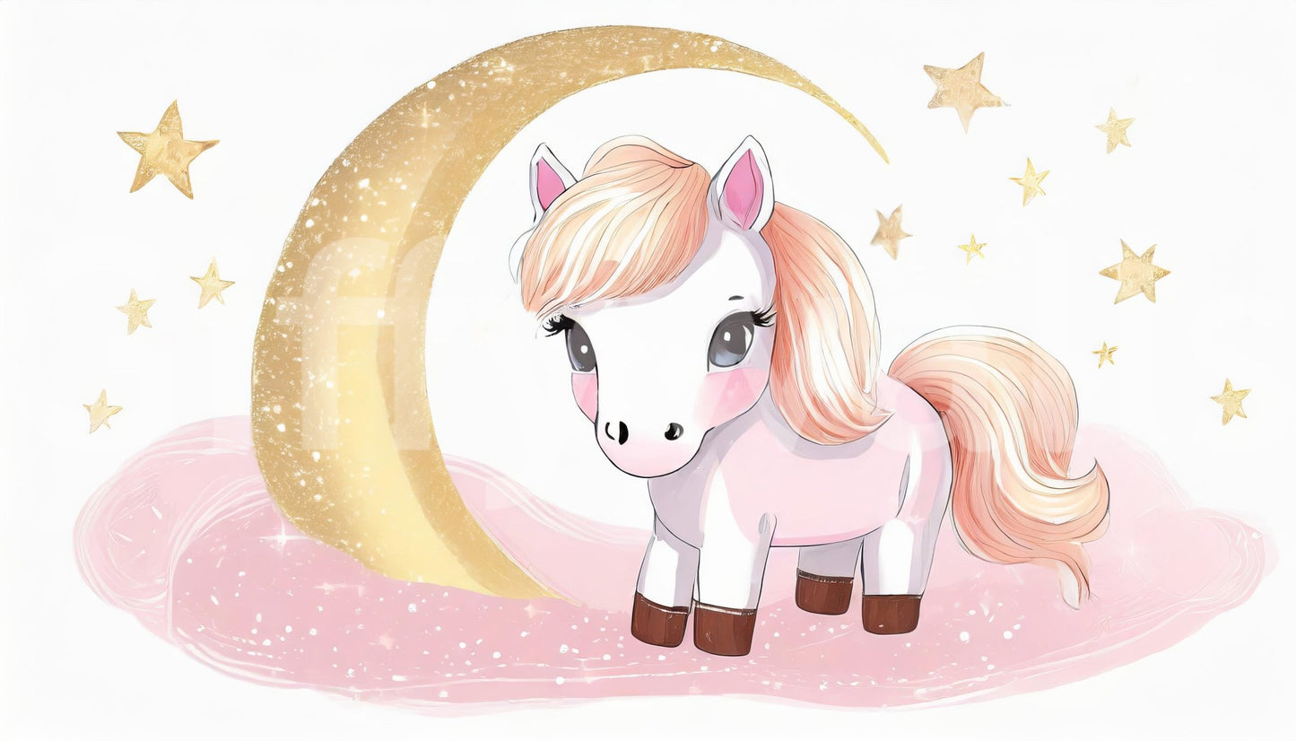 Star-filled pony mural perfect for bedtime routine