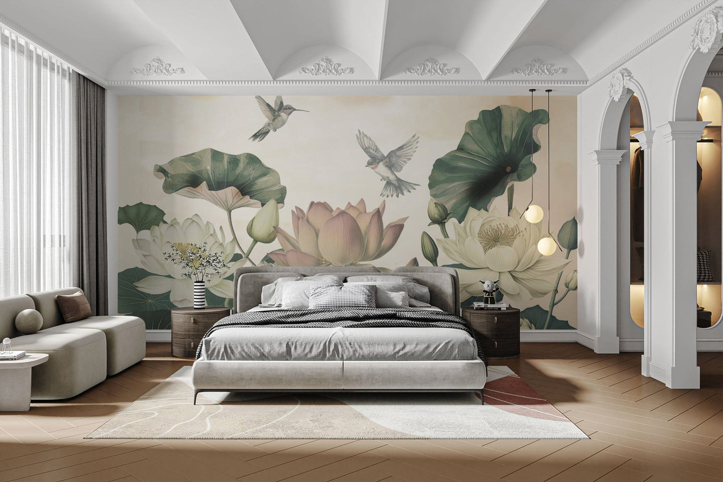 -Inspired Lotus Floral Wall Design