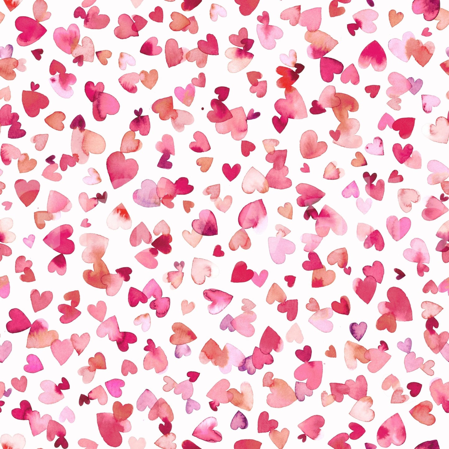 Painted hearts in red and pink