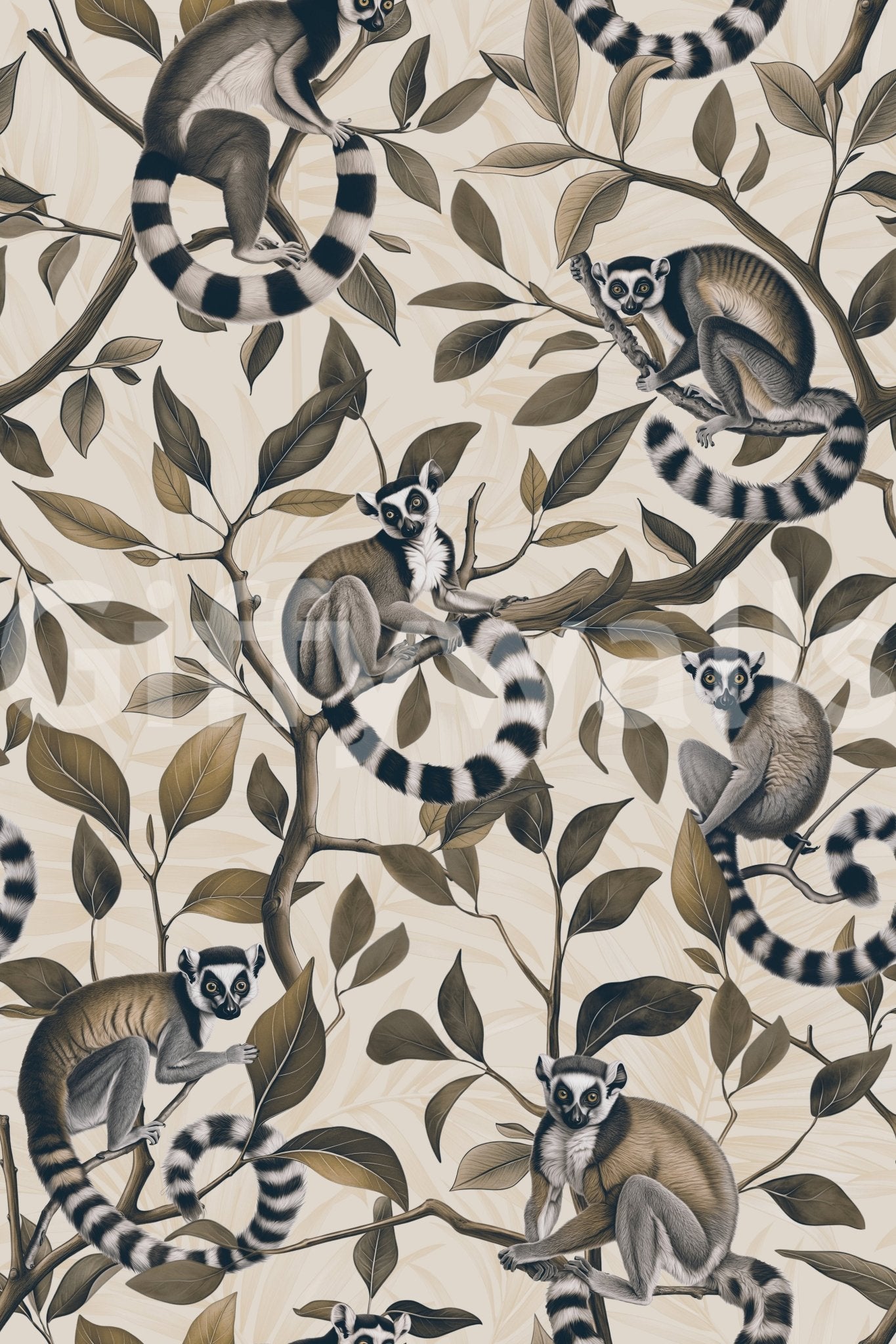 Nature-inspired lemur wallpaper for fun rooms
