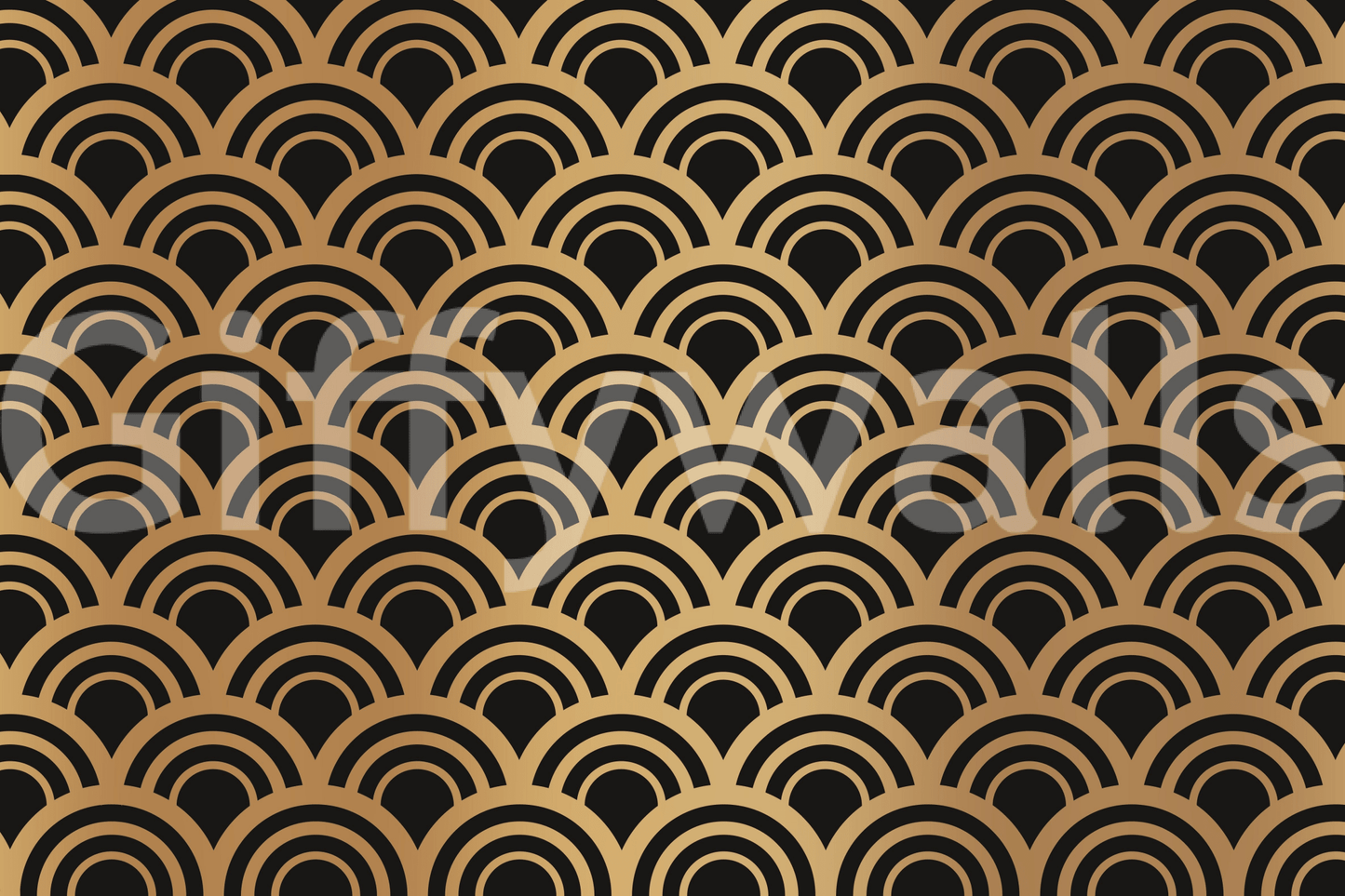 Luxury Gold Art Deco Waves Wall Mural