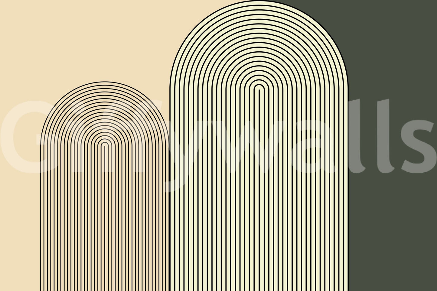 M - C Geo No 01 - Minimalist Arch Wall Mural