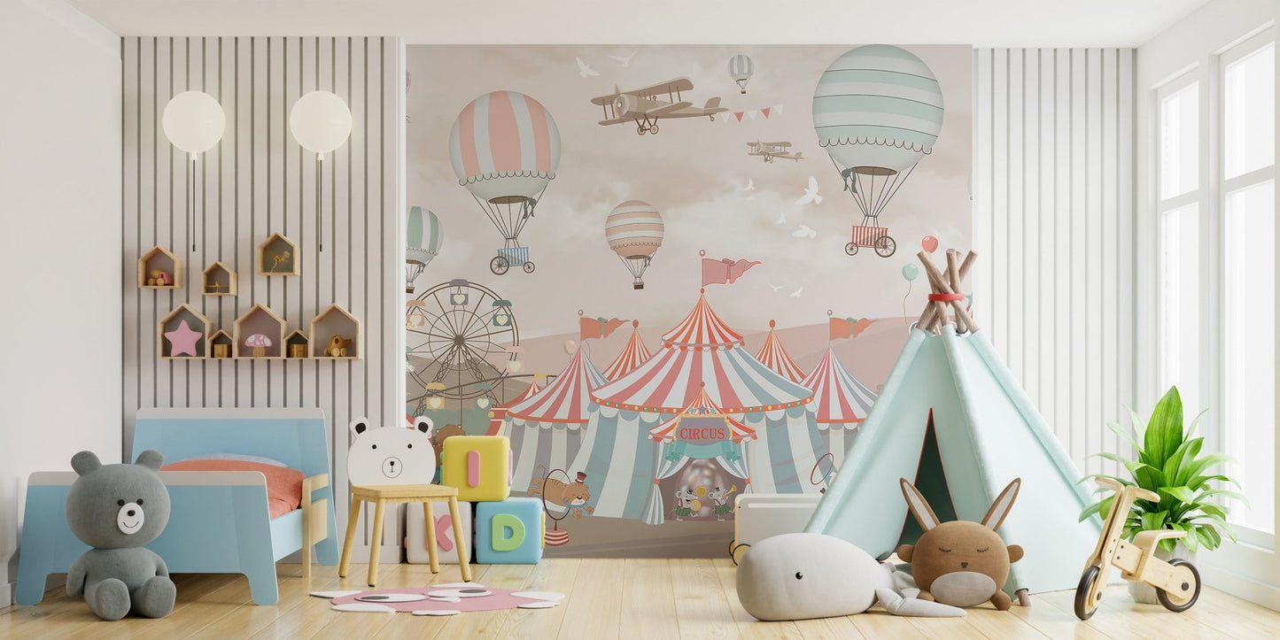 Pink Circus Kids Room Wallpaper Murals - Giffywalls
