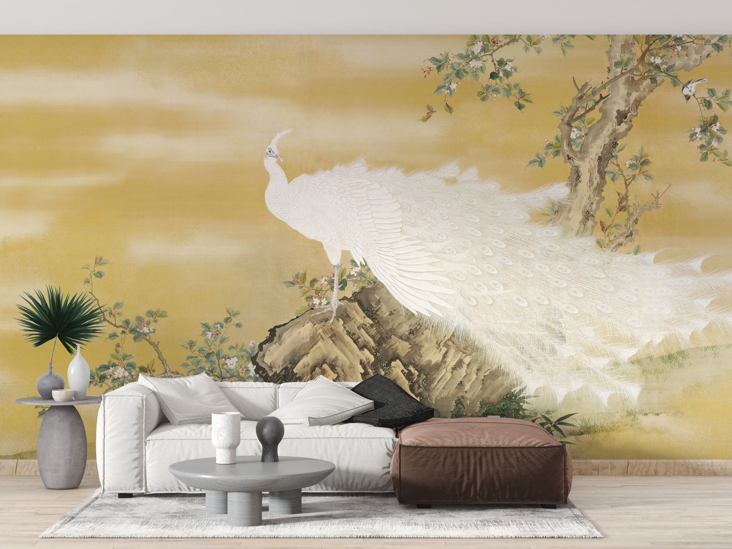 Exquisite peafowl wallpaper mural design