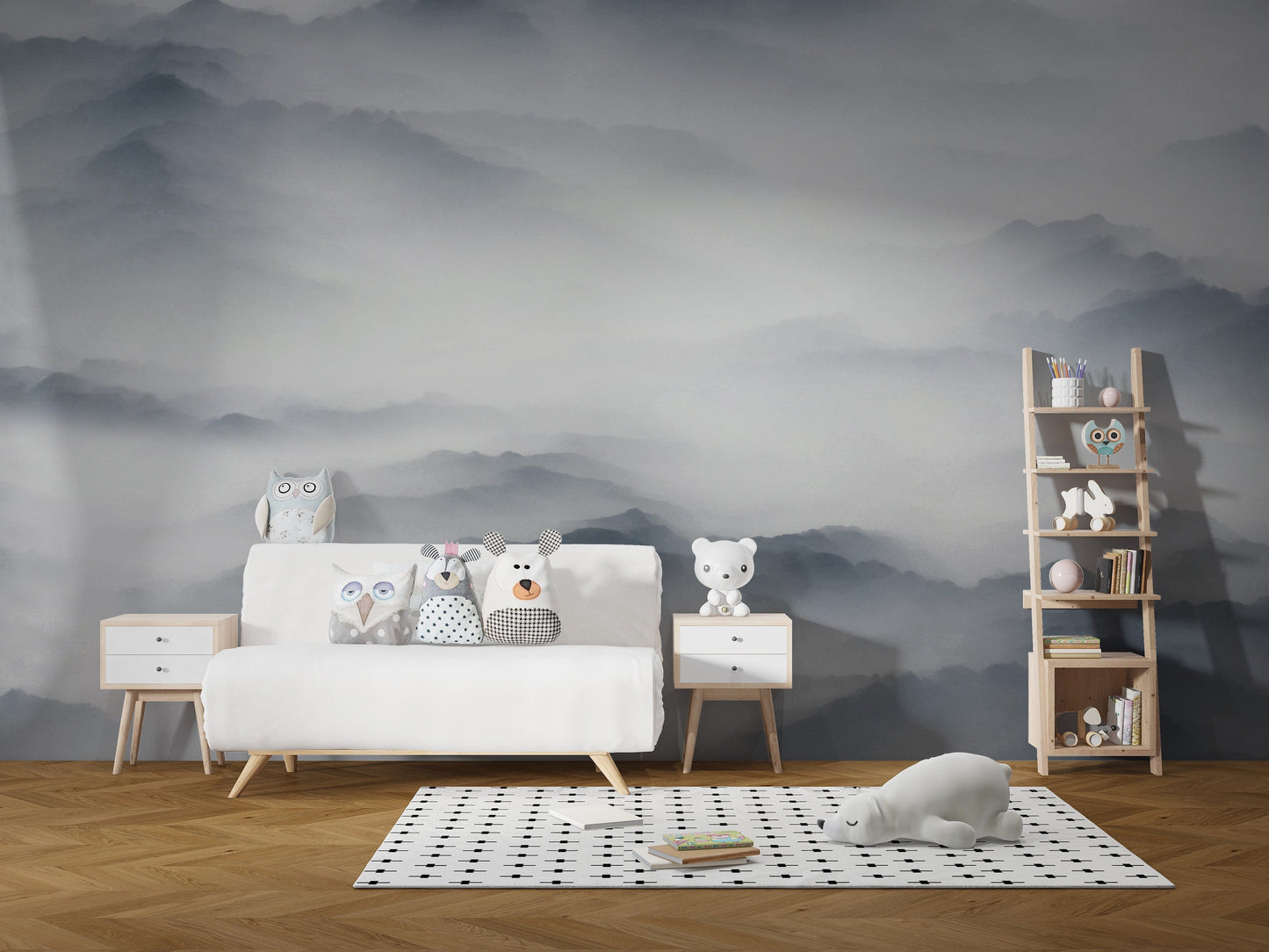 Mountain and Hills in Fog Wallpaper