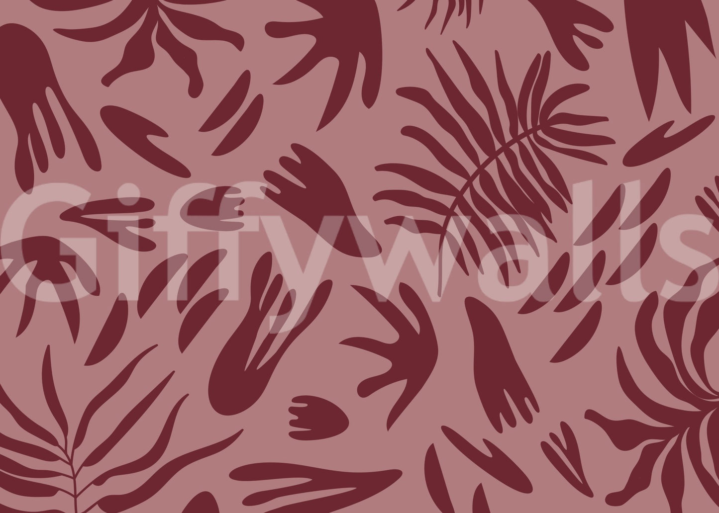 Blush background carries Maroon Botanical Rhythm leaf artwork