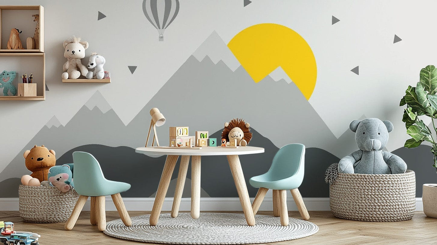 Elegant Dark Mountain with Stars in Sky Wallpaper Mural