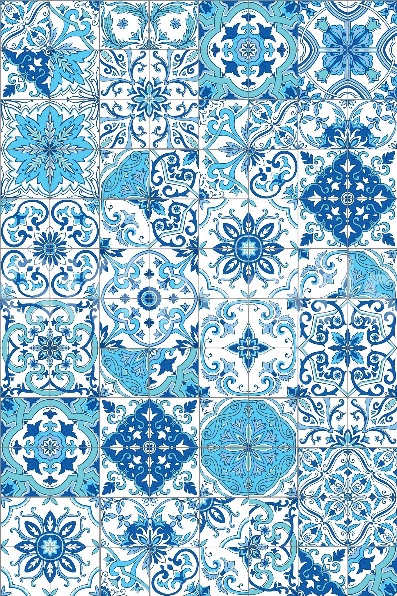 Mediterranean Hues Azulejo Tiles 2 wallpaper with symmetrical tile artwork