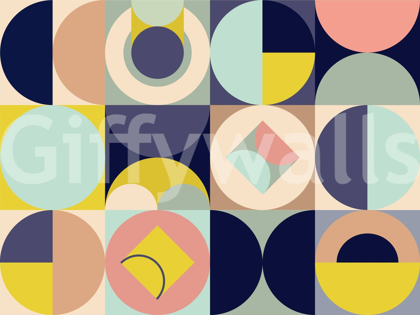 Bold abstract circles wall decor mural