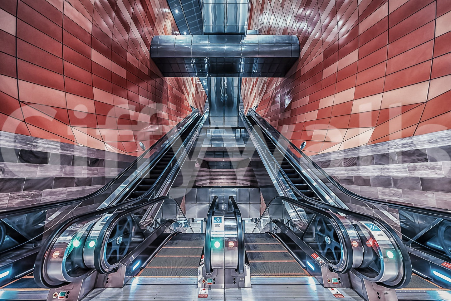 Sophisticated metro station wallpaper for commercial styling