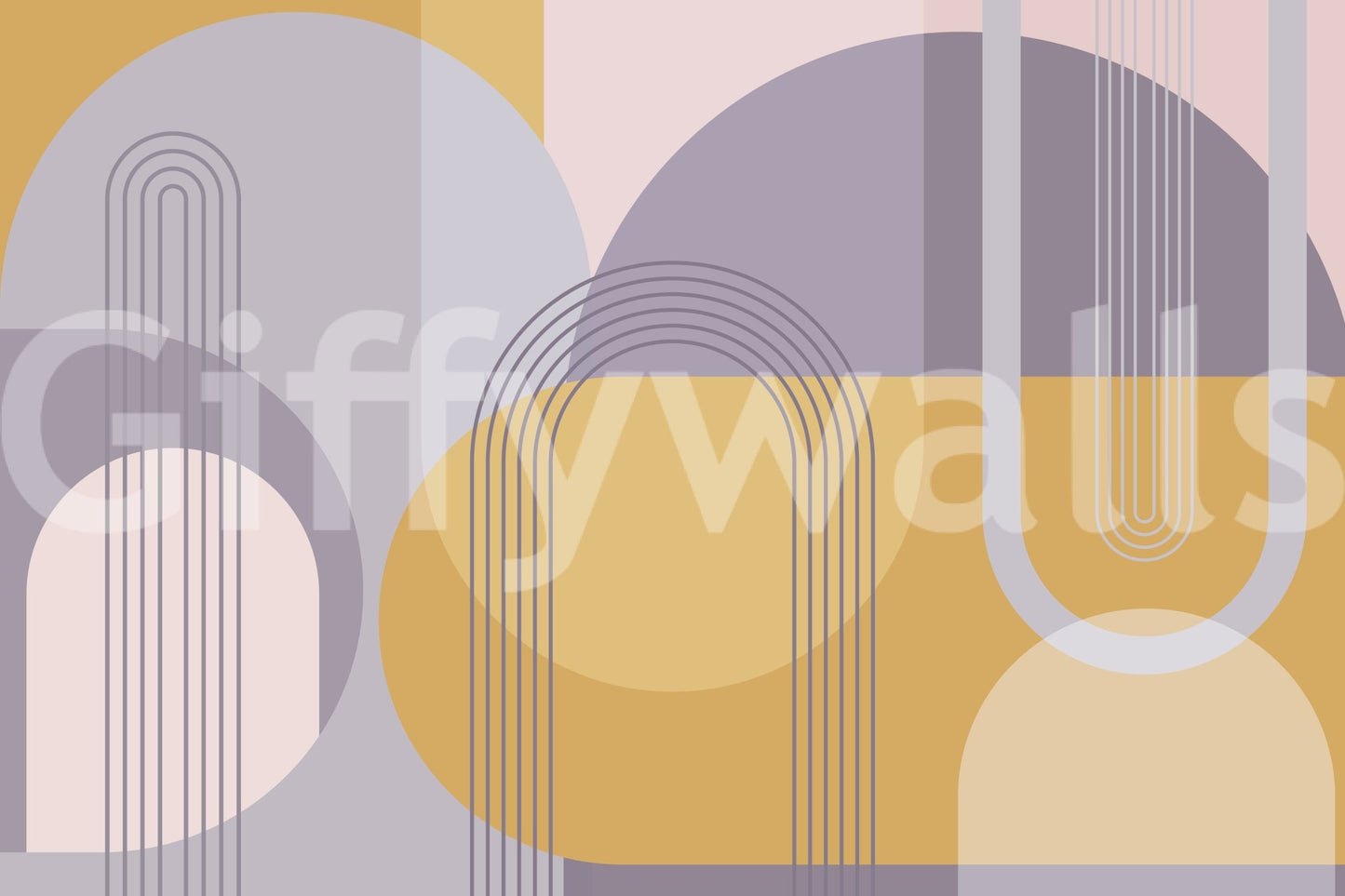 Unique mid-century modern abstract design wall mural