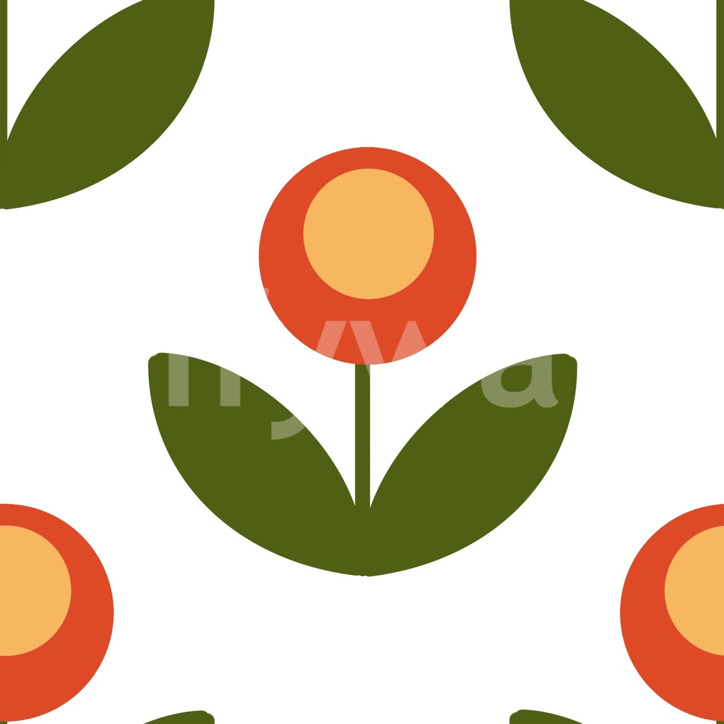 Vibrant mid-century modern wallpaper with floral accents.