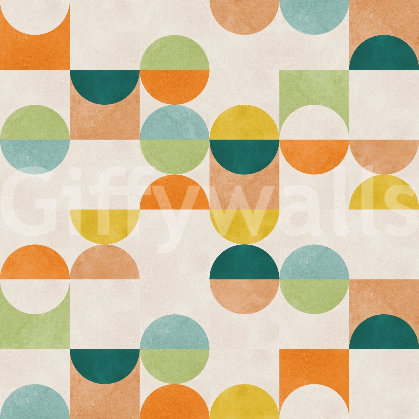 The Mid-Century Modern Shapes mural makes a timeless and cheerful statement.