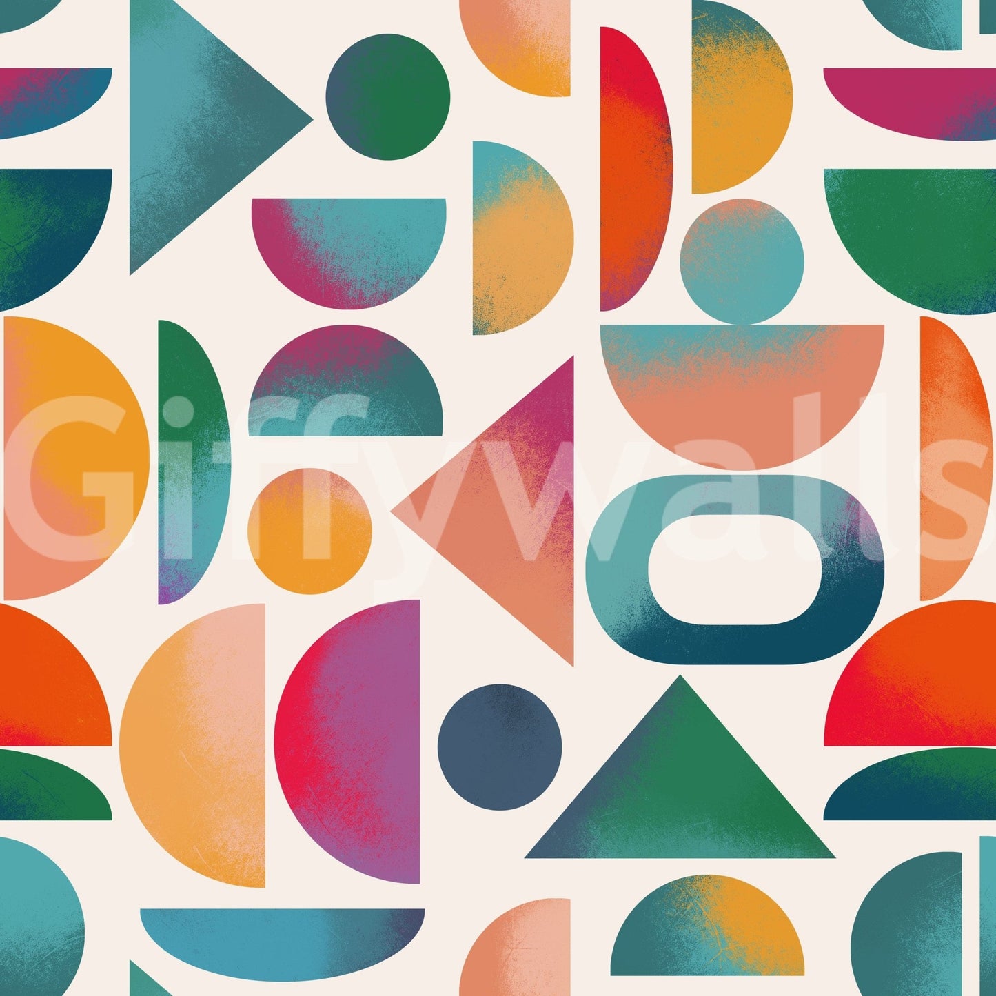 Mid-Century Pop Wallpaper mural in warm terracotta and olive green shades.