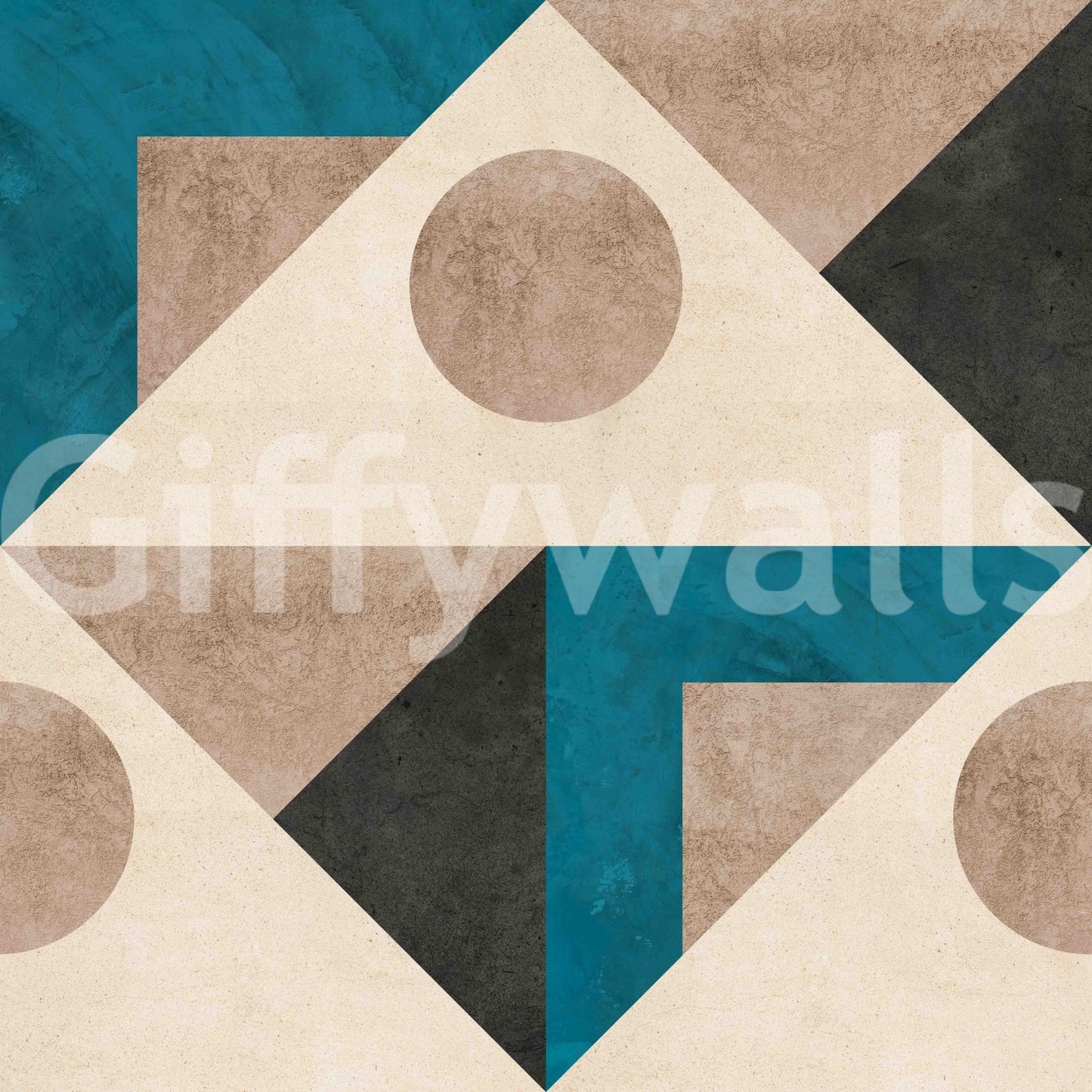 Calming Mid Century Teal wallpaper for modern interiors