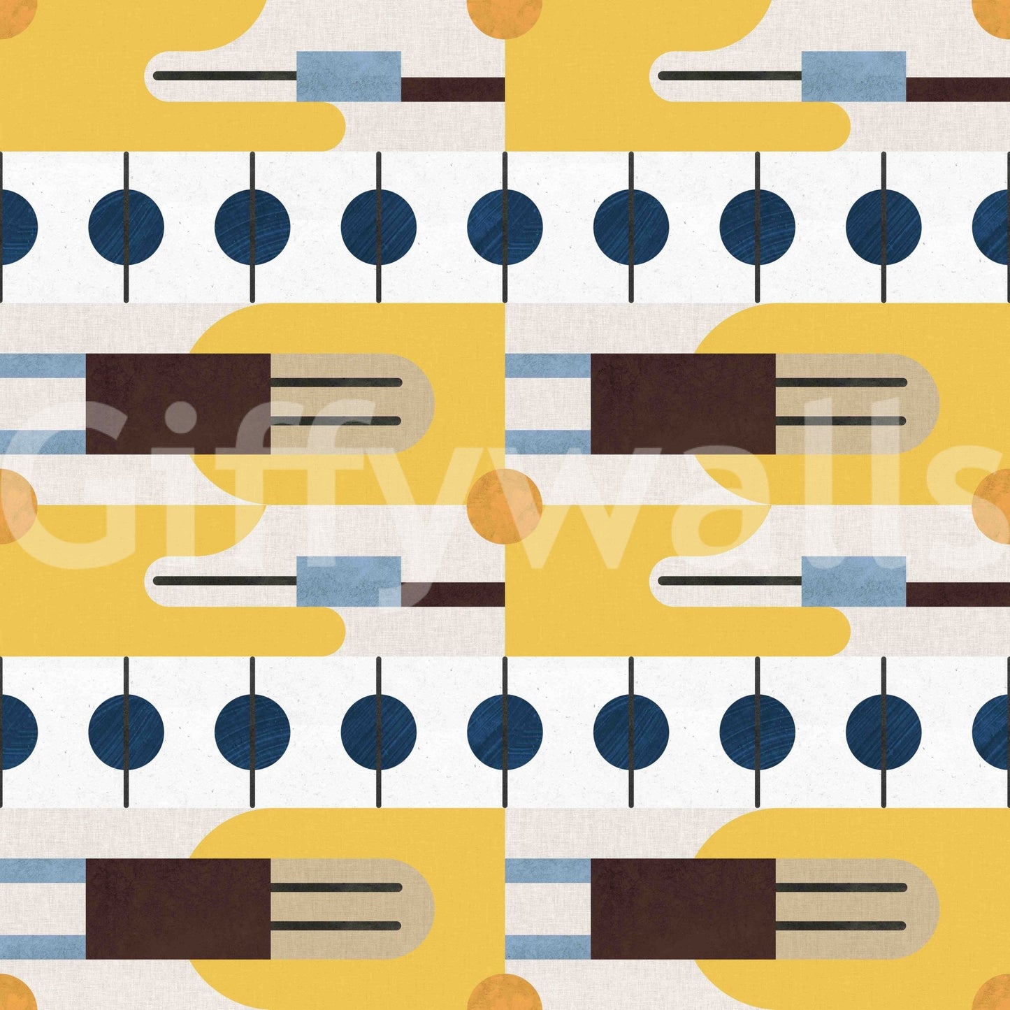 Vintage-inspired wall design using Mid Century Wallpaper