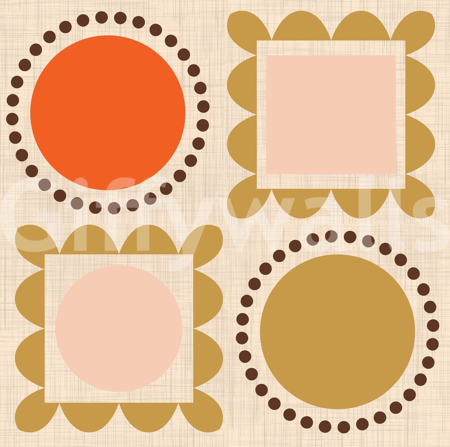 Mid Mod Pictures Frames - Beige Pink Ocher Wallpaper