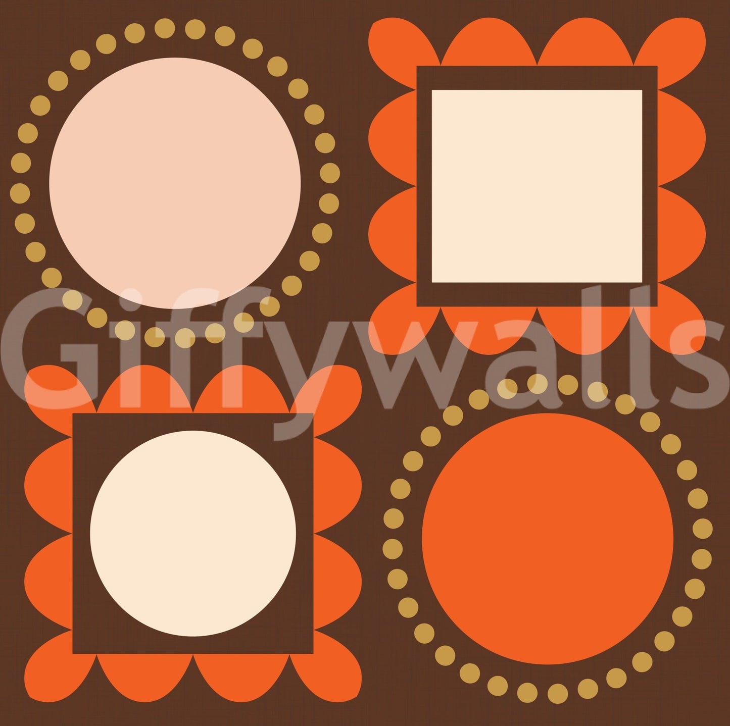 Mid Mod Pictures Frames - Chocolate Ocher Terracotta Wallpaper