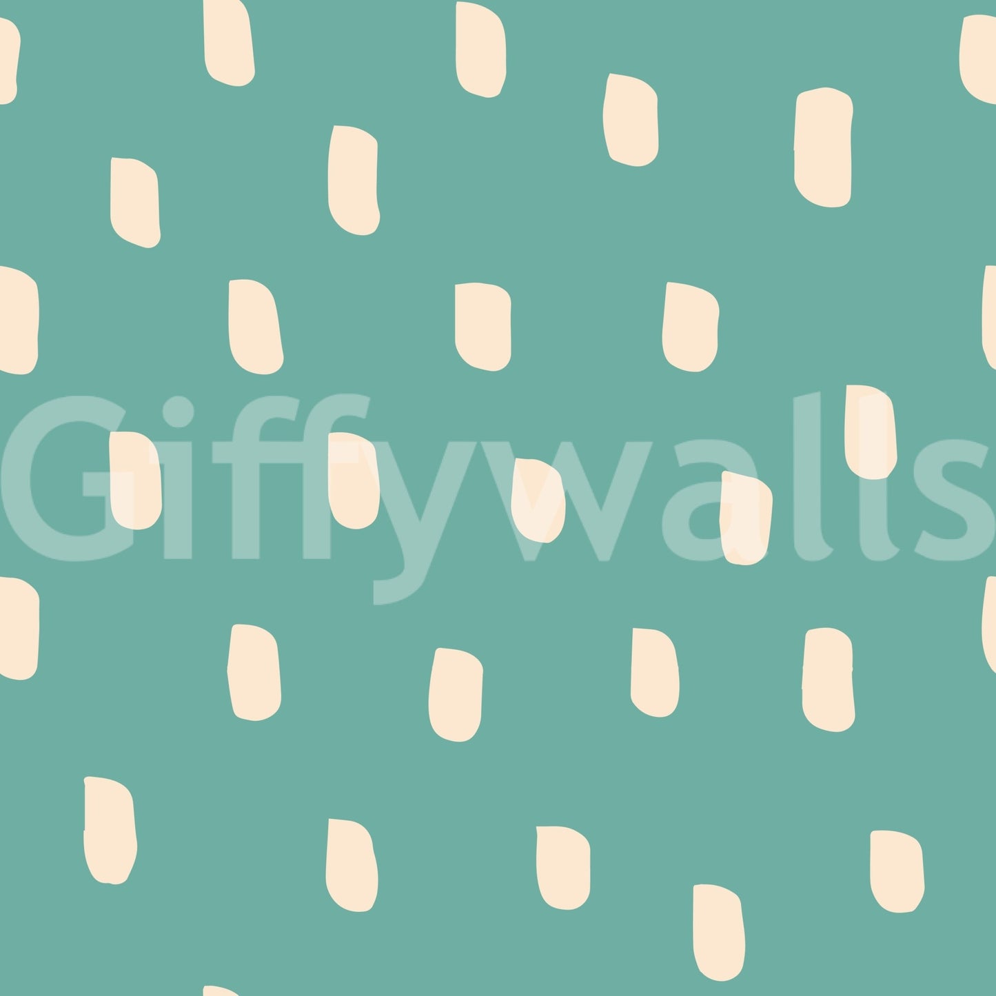 Teal wallpaper with soft abstract dots and a light mid-century character, GD8719