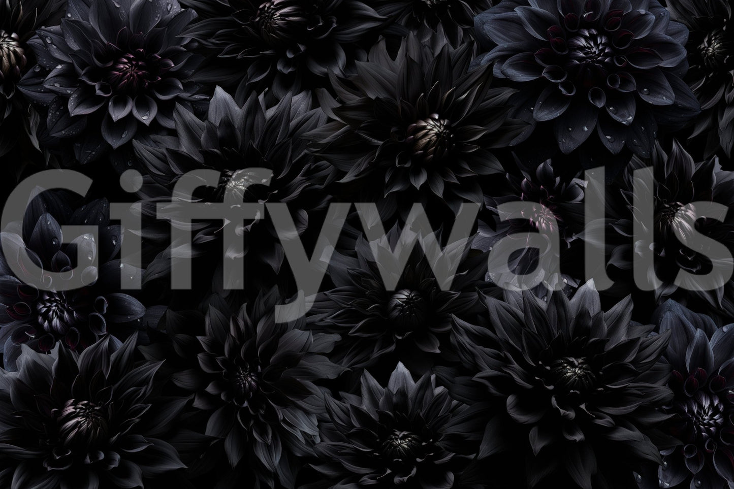Blooming flower wall mural in shadowed tones