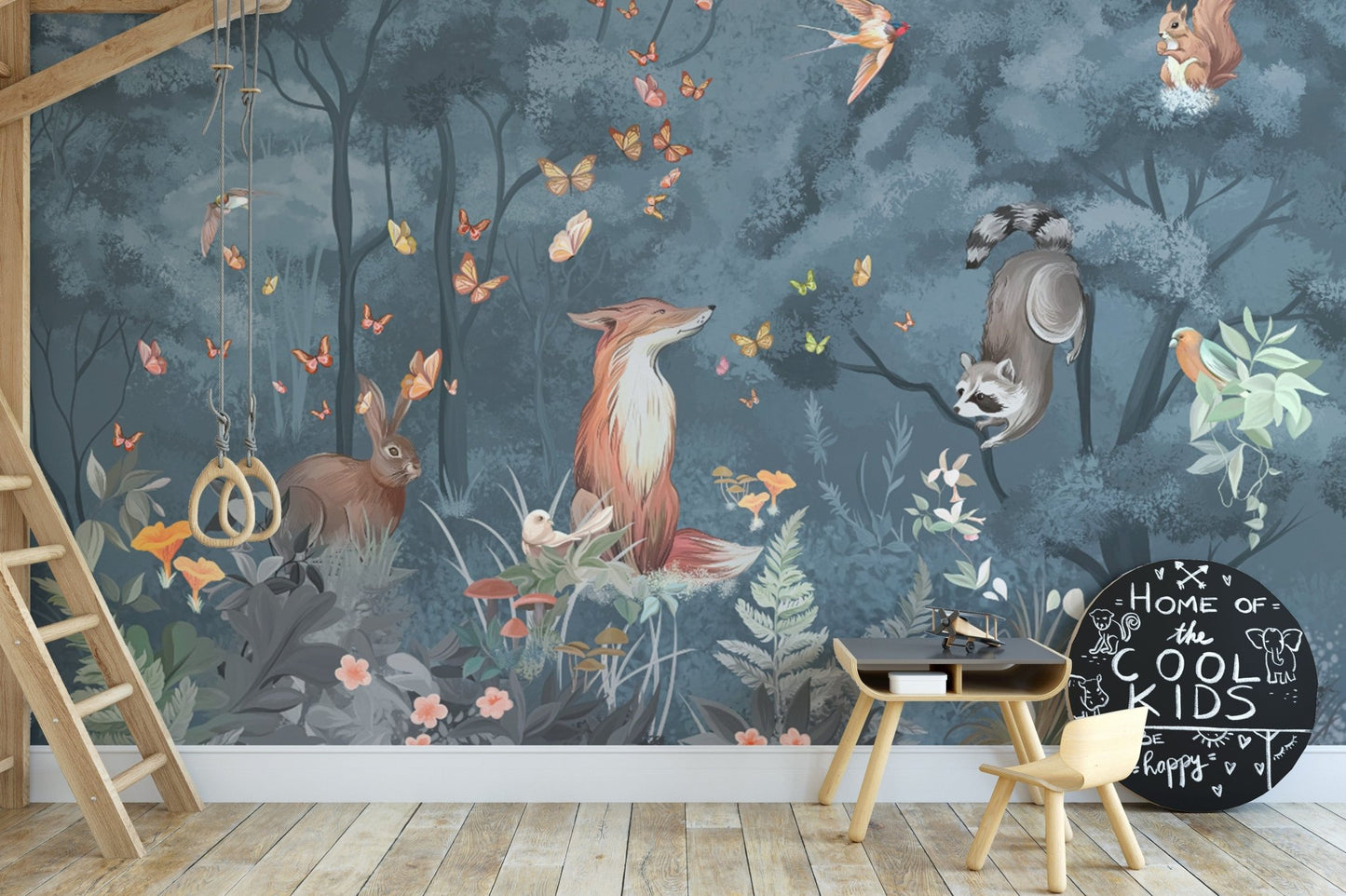 Mystical Woodland Wallpaper in Deep Blue