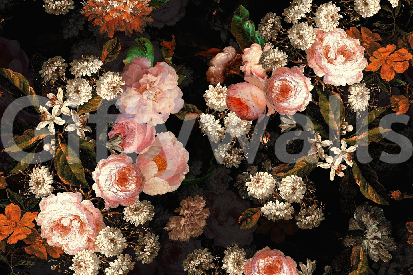 A high-quality dark botanical wall mural for walls.
