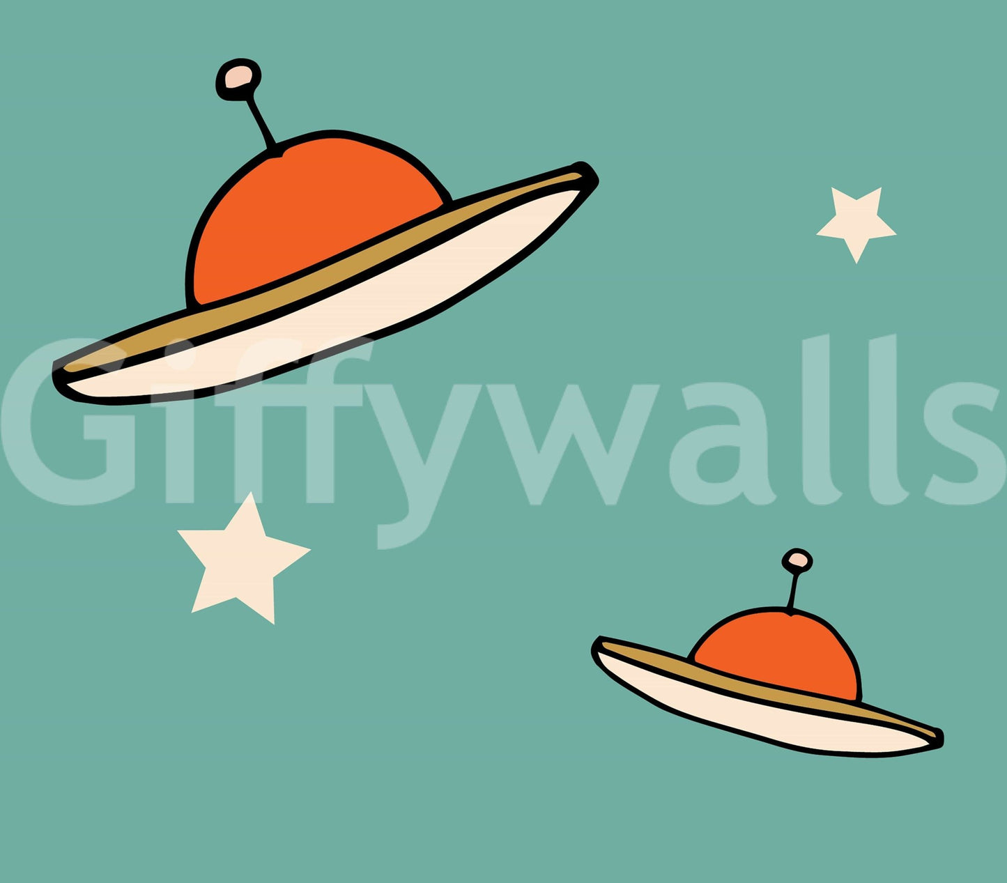 Simple space-themed wallpaper design, Minimal Vintage UFO Mustard.