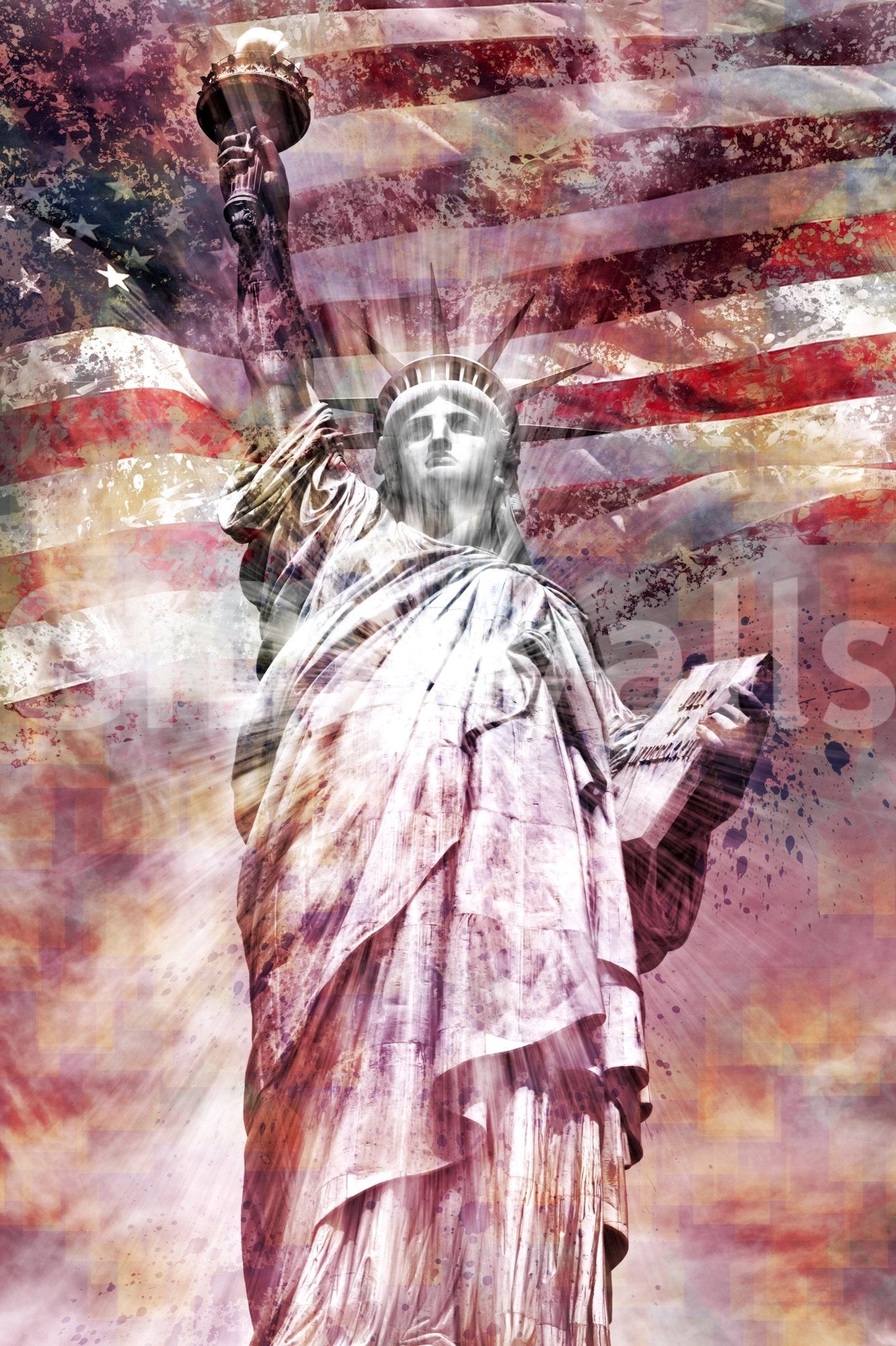 MODERN ART Statue of Liberty - red Wall Mural