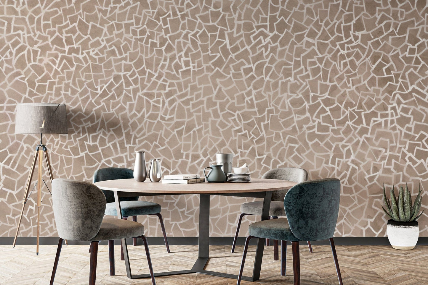 Elegant Crackled Taupe Pattern Wallpaper