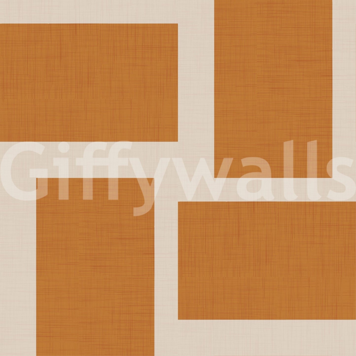 Terracotta Cream Geometric Wallpaper with broad rectangular block styling