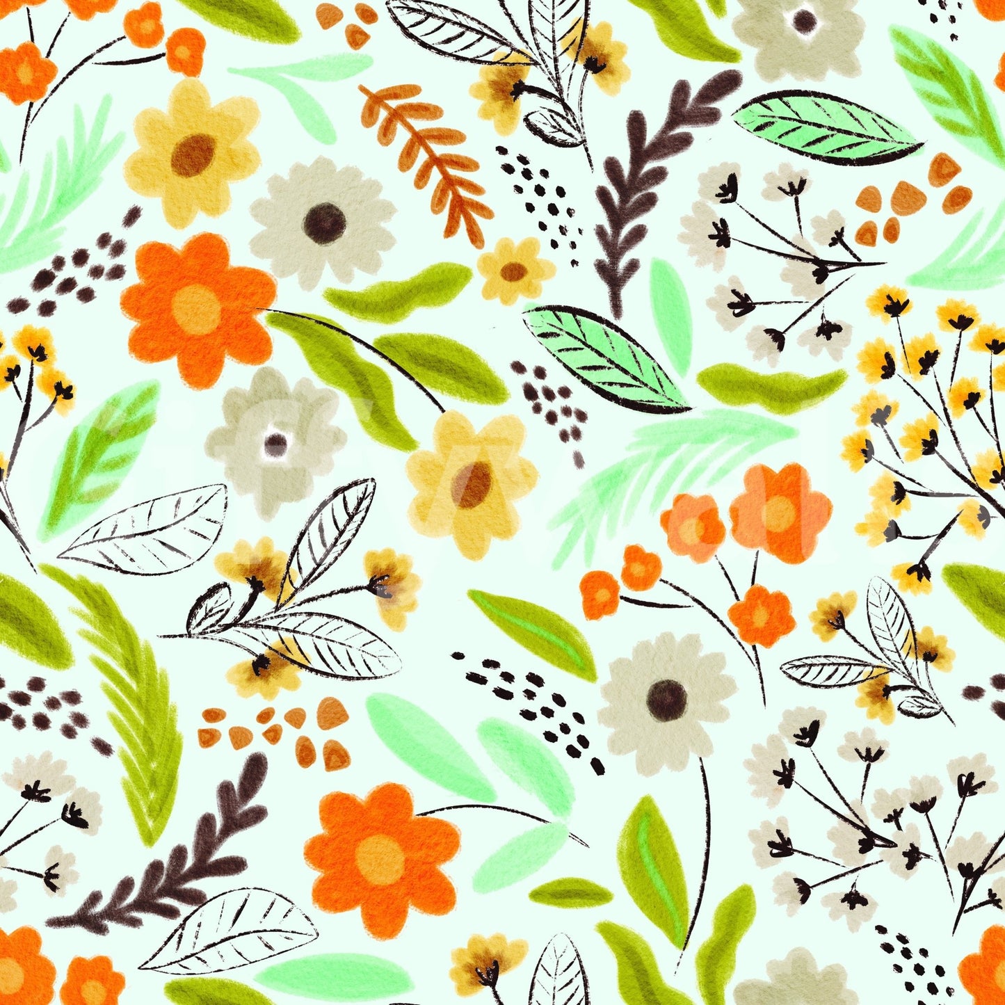 Modern Meadow Bloom Wallpaper