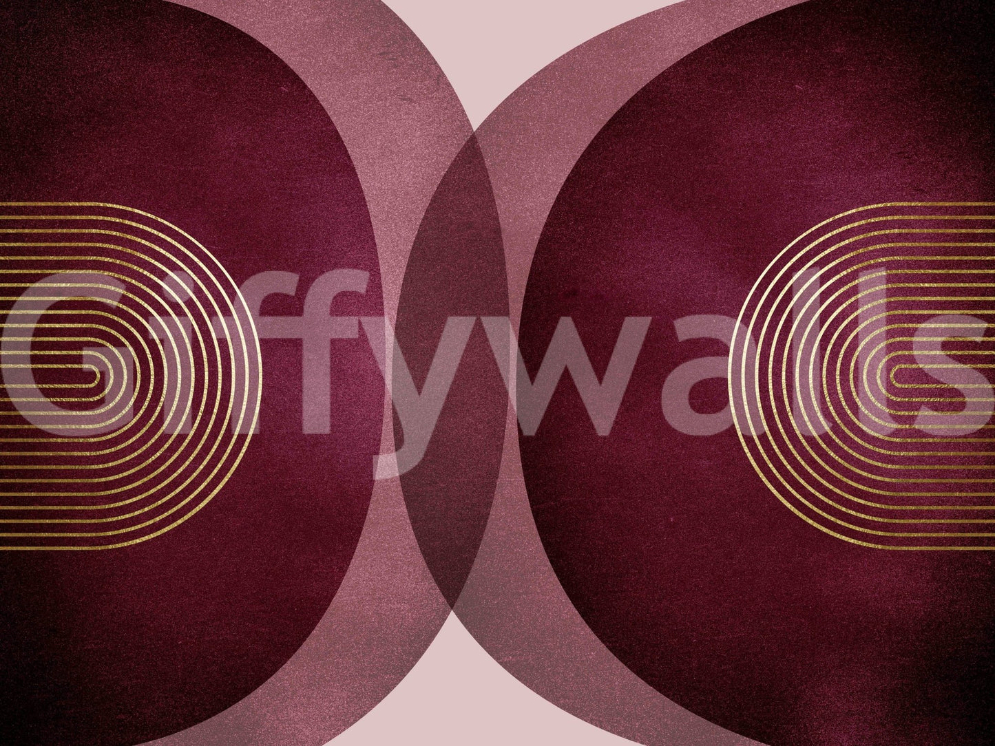 Stylish mid-century burgundy and gold wall art