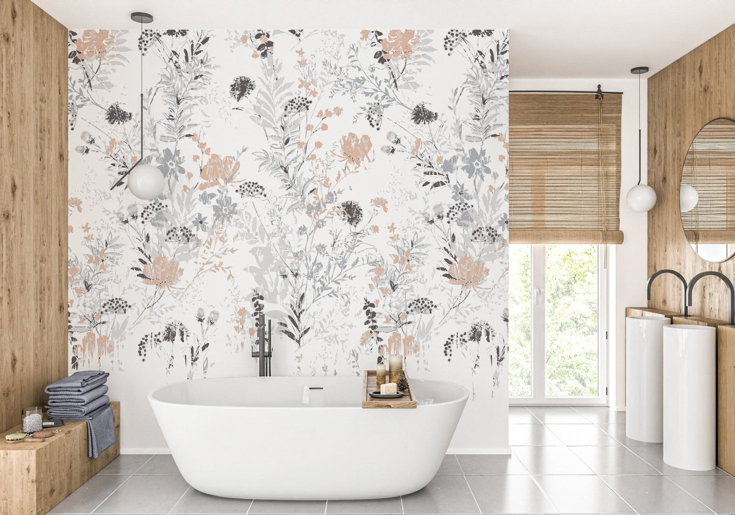 Leaf wallpaper mural showcasing retro style