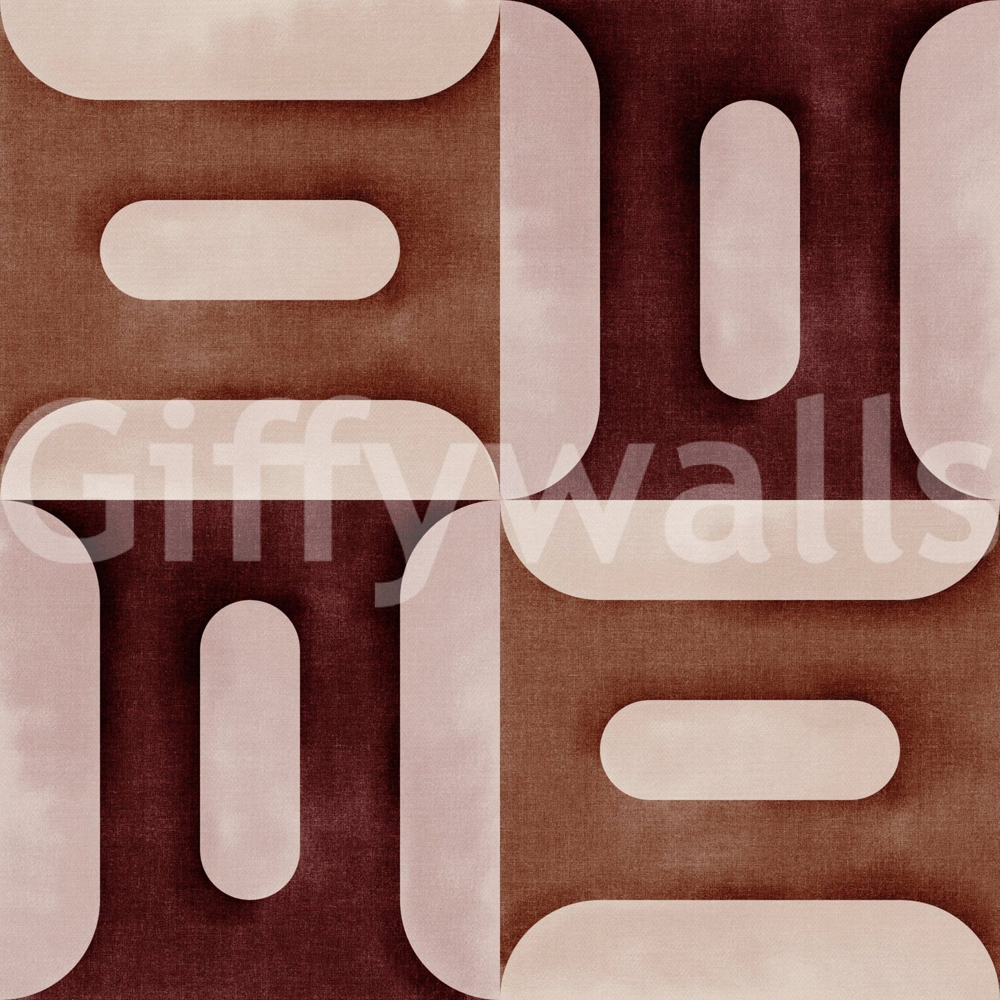 Minimalist clay geometry wallpaper mural for a nursery feature wall.