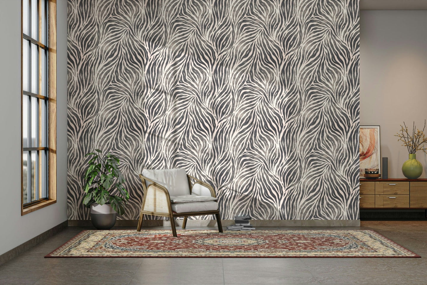 Stylish boho zebra print wall mural design
GD511