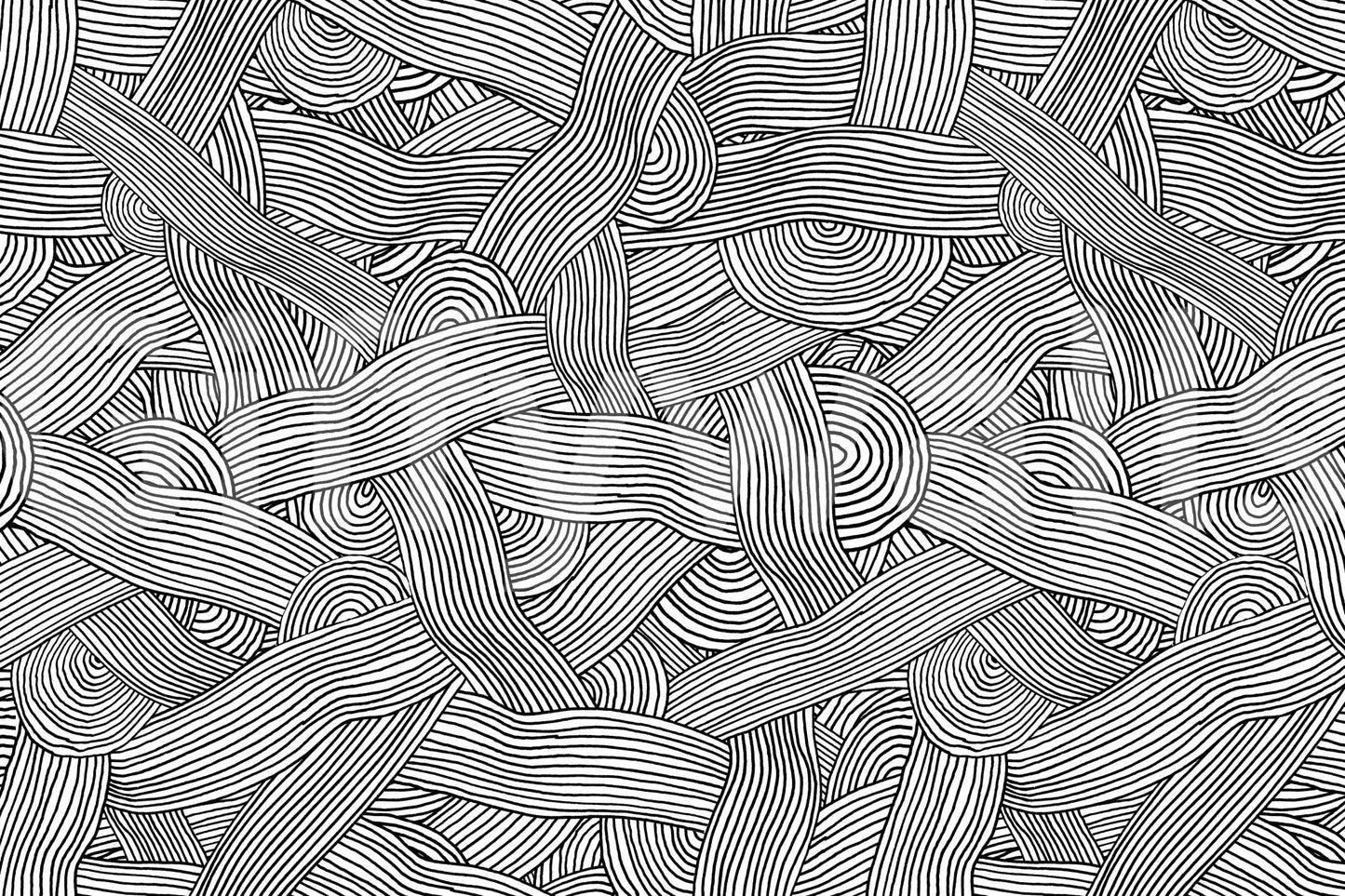 Monochromatic Striped Maze Wall Mural creating visual depth.