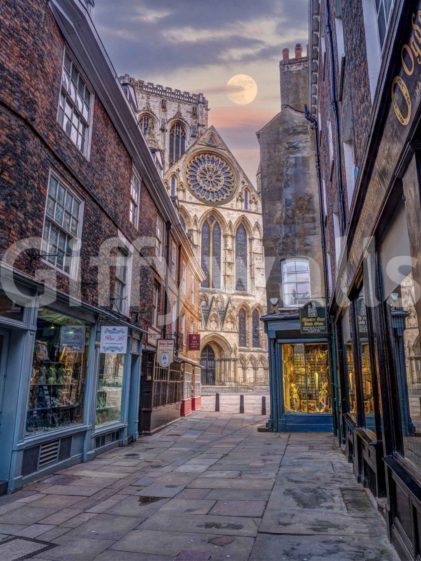 Moon Over Charming Street Wall Mural