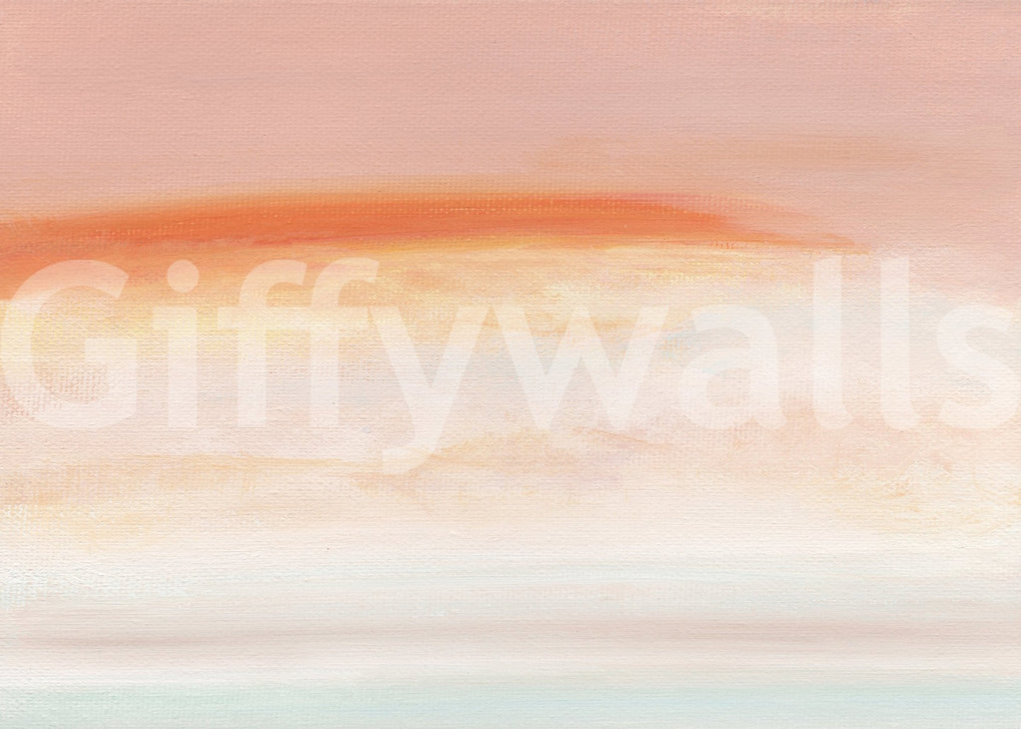 Morning Blush Canvas Wall Mural featuring soft pink and orange abstract strokes.