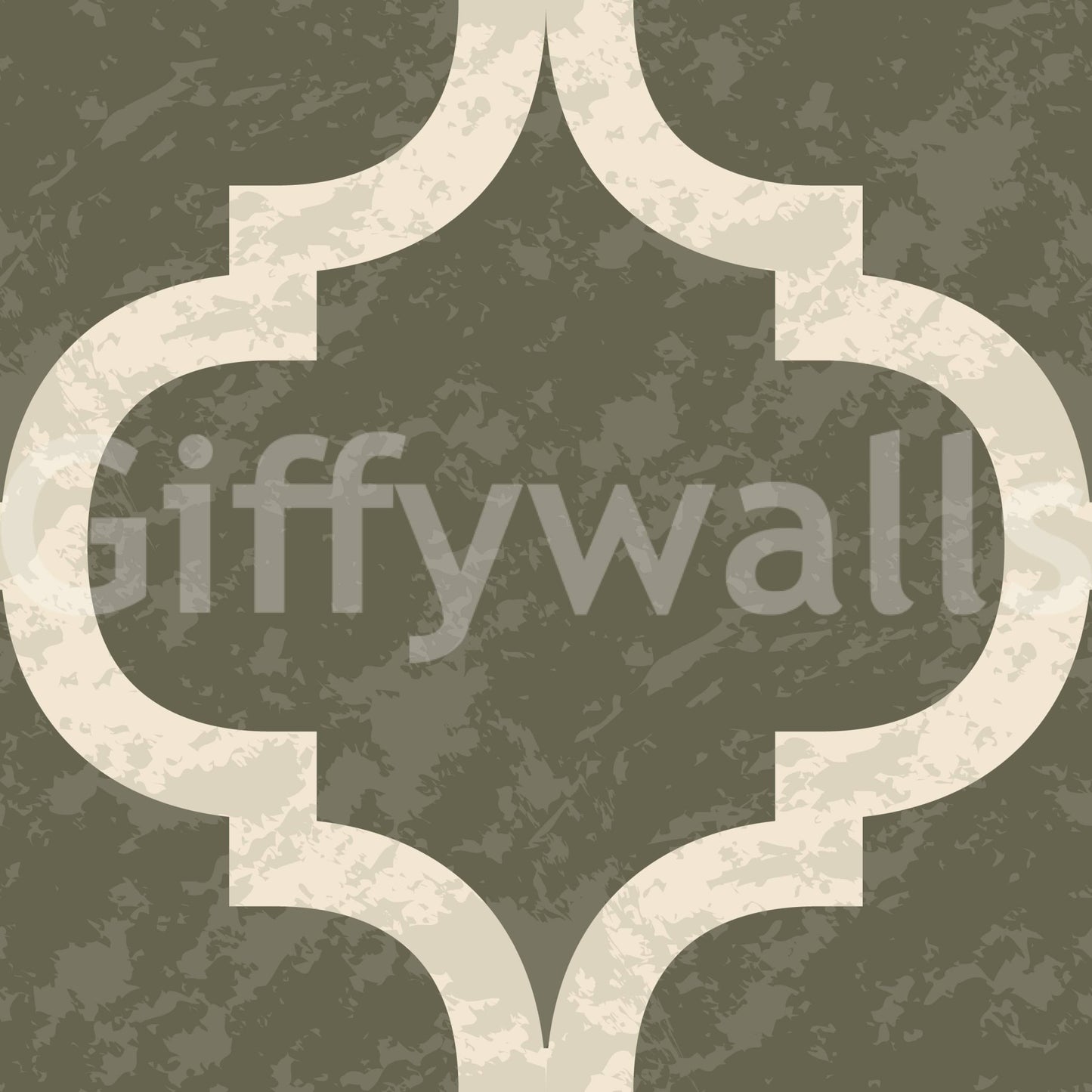 Classic Moroccan ogee wall wallpaper in olive and ivory, GD7474