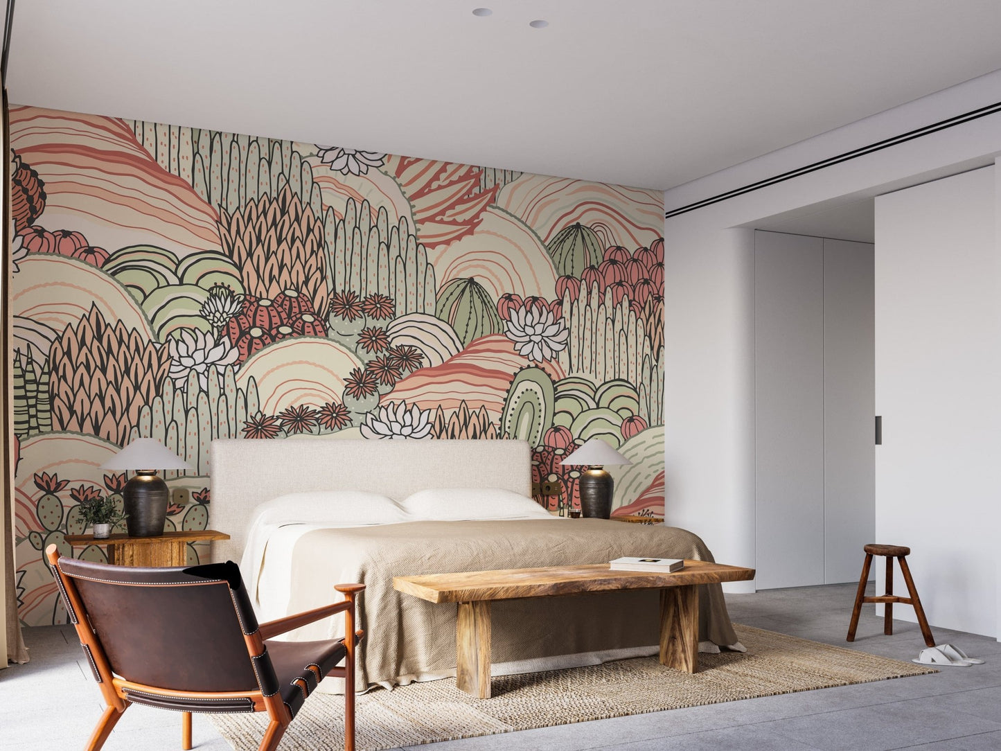Nature-inspired wallpaper with cacti designs A969