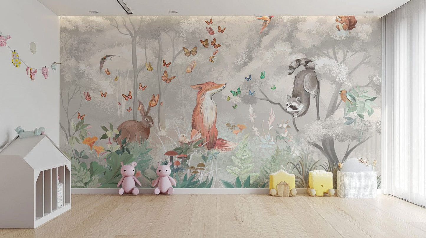 Serene Nature-Inspired Nursery Wallpaper