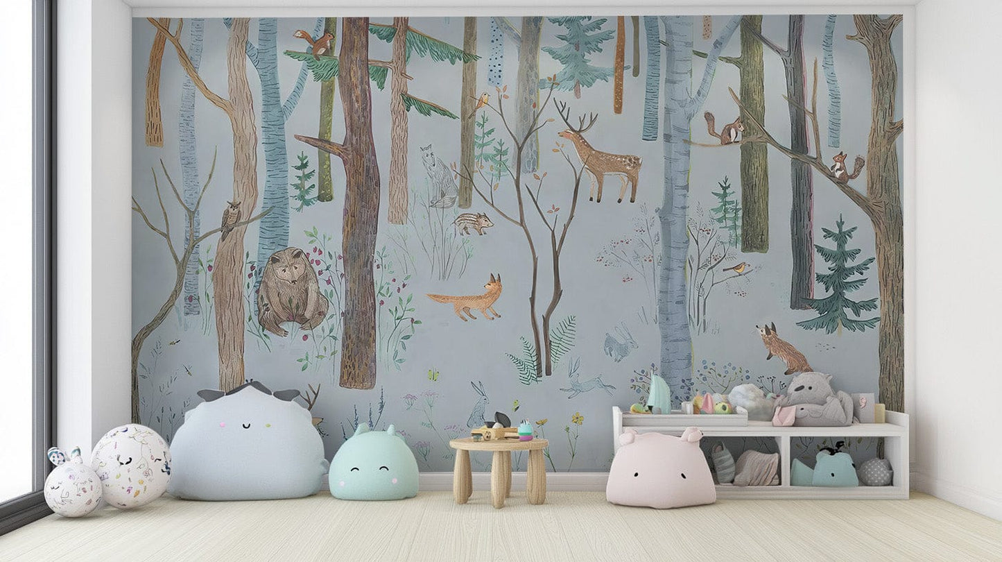 Mystical wildlife mural wallpaper for modern spaces, C271