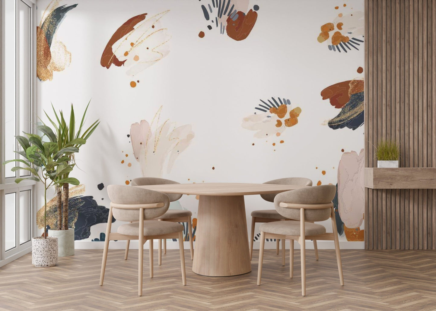 Elegant abstract wallpaper featuring navy and gold tones. A752
