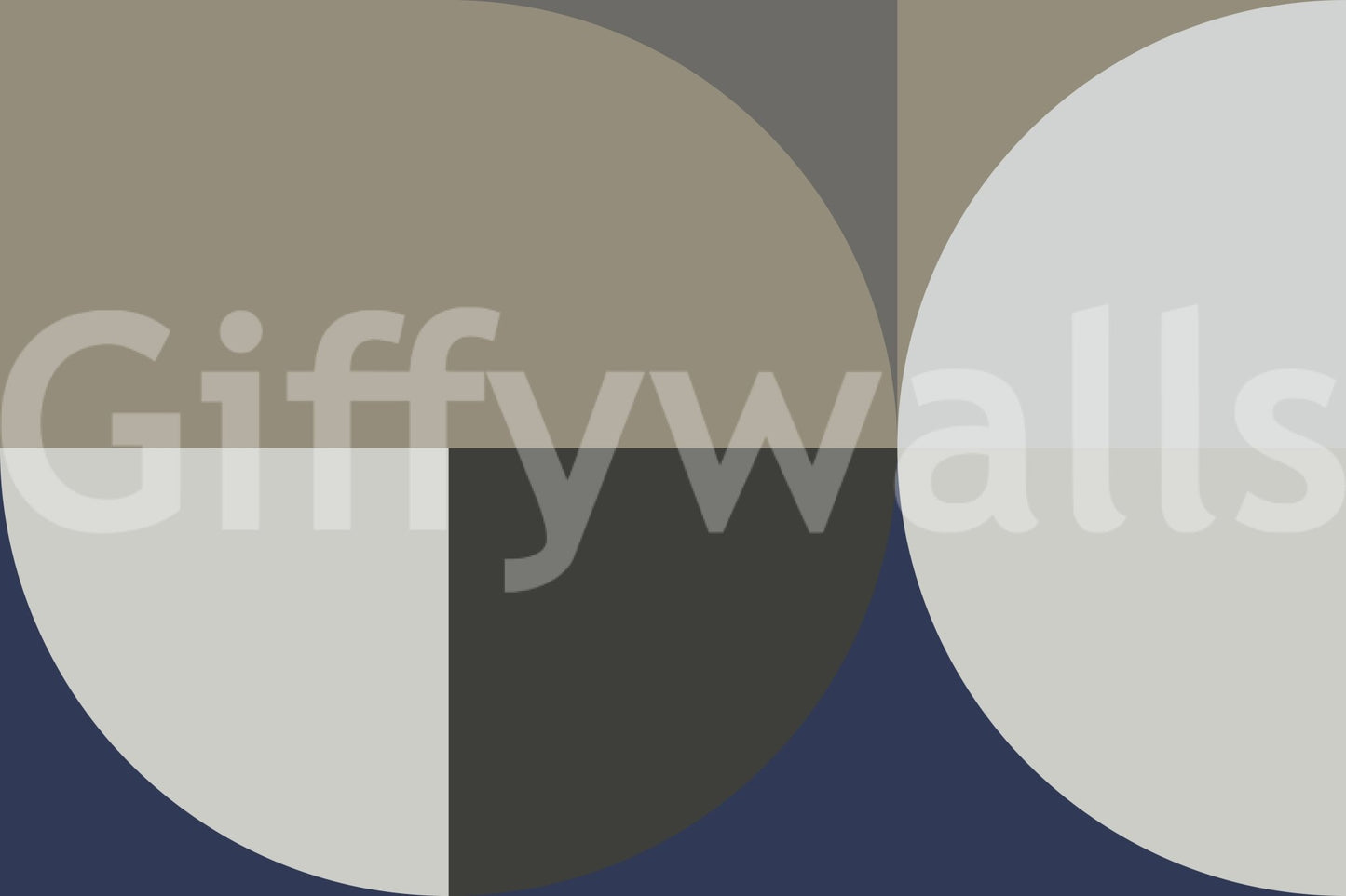 Styled room highlighting the beige and grey abstract balance of the wallpaper.