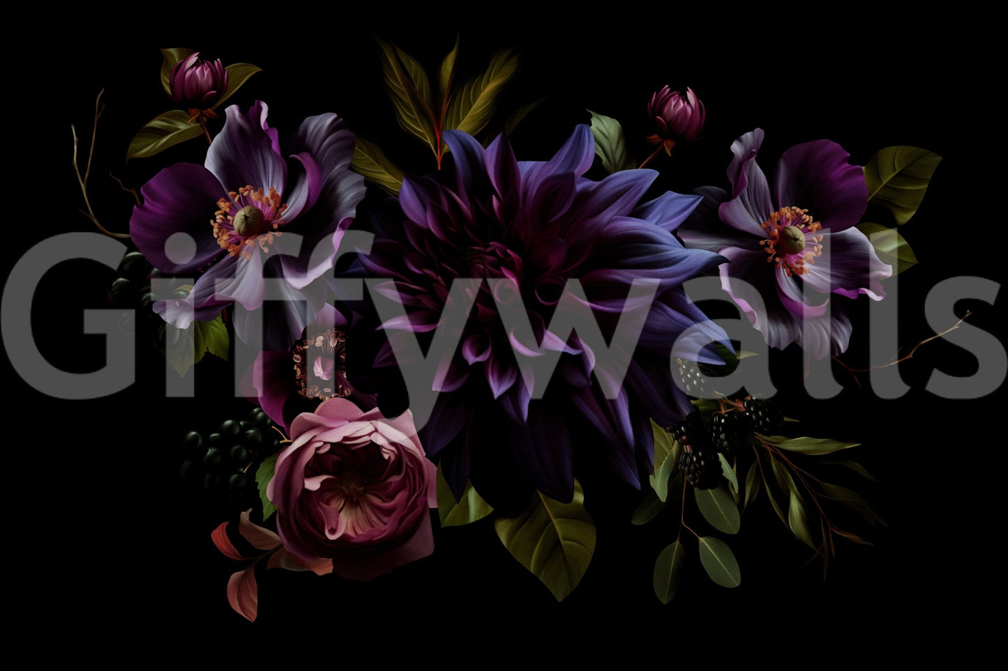 Sophisticated floral wall design with night vibe