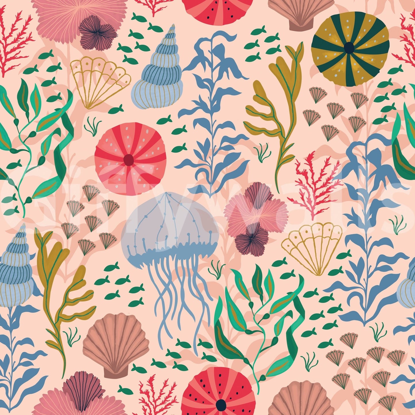 Fresh ocean-inspired wall mural