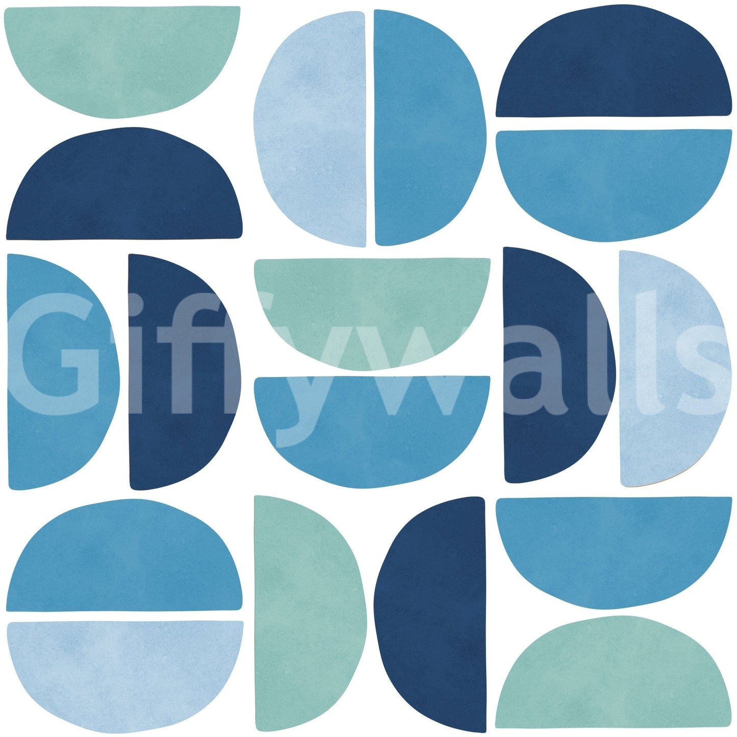 Designer Ocean Echoes peel and stick wallpaper wave circle blocks.