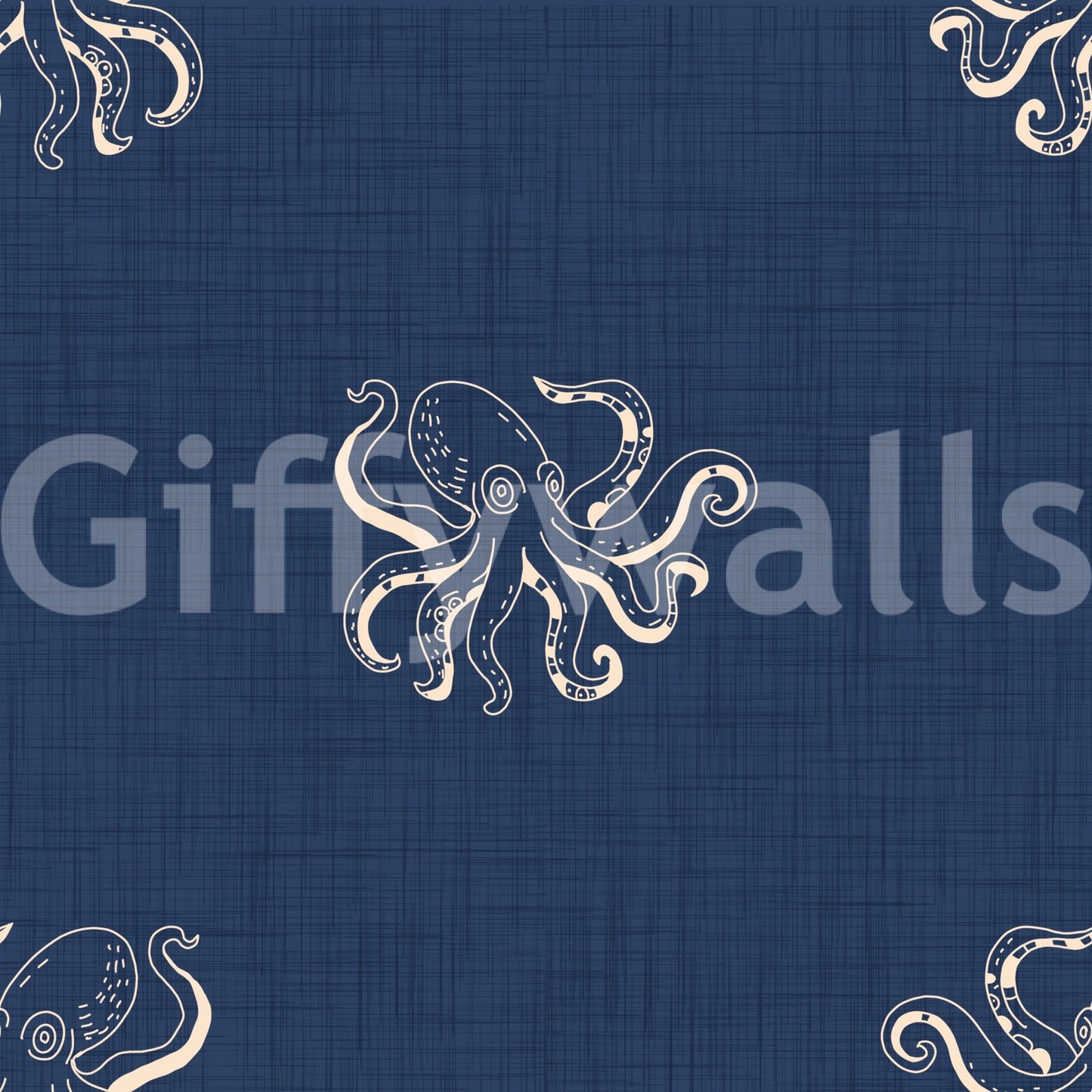 Nautical-themed wallpaper with classic drawing