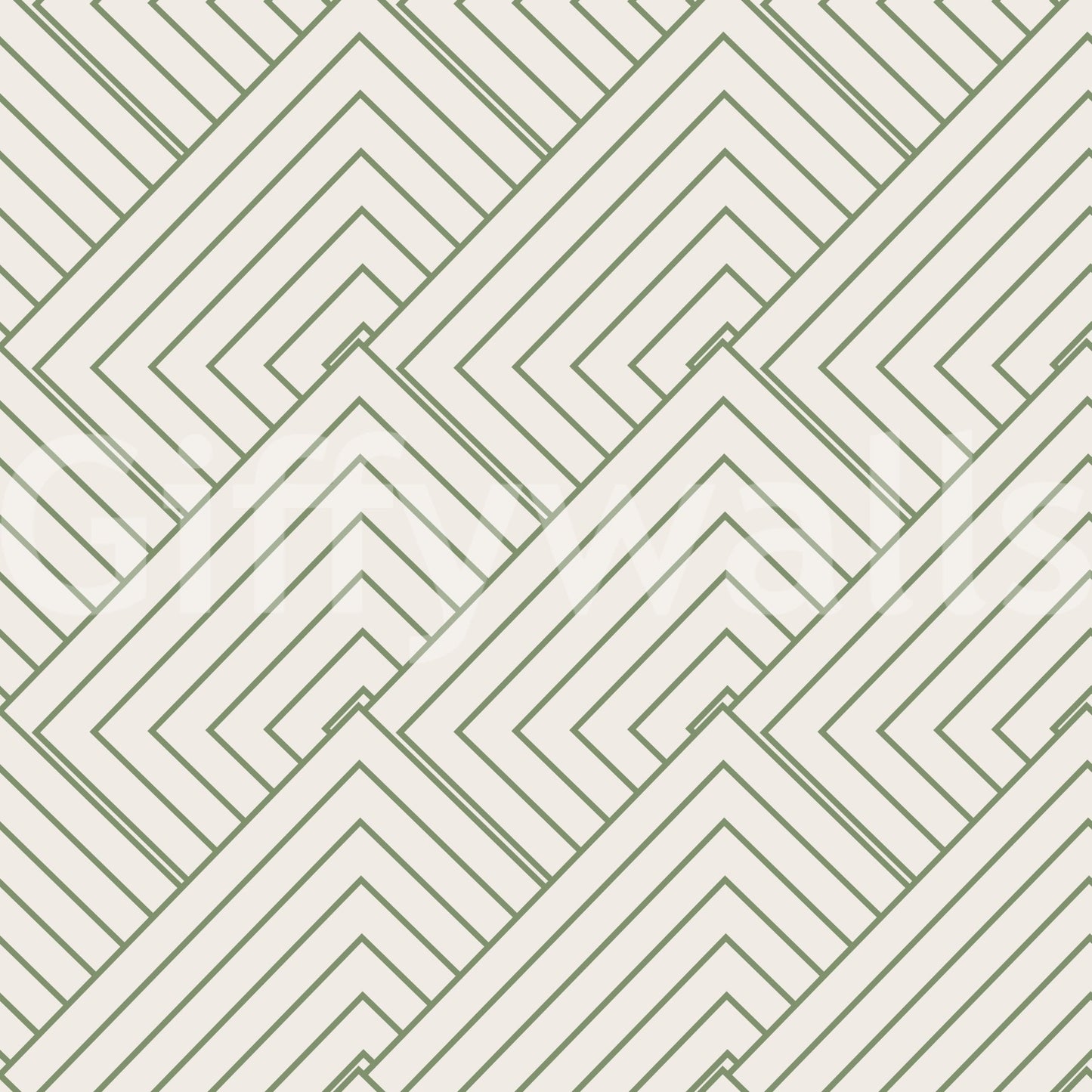 A seamless pattern of geometric olive elements on a wall